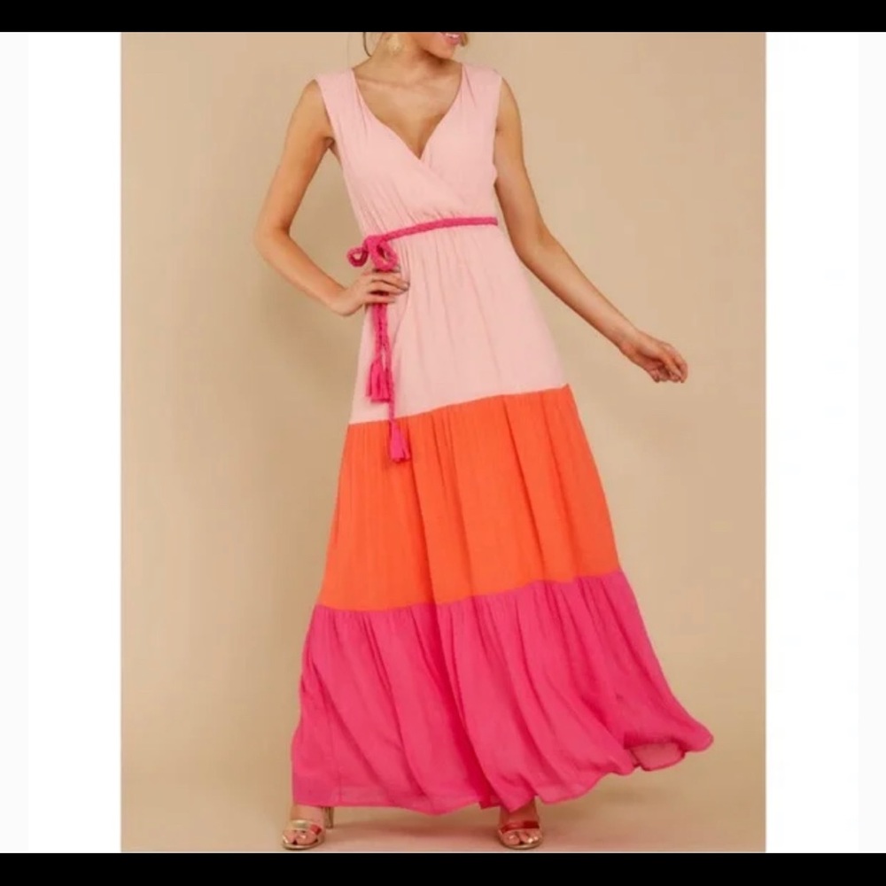 Flying Tomato Color Block Maxi Dress